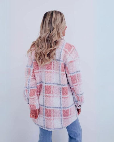 Sage - Polar Fleece Plaid Jacket