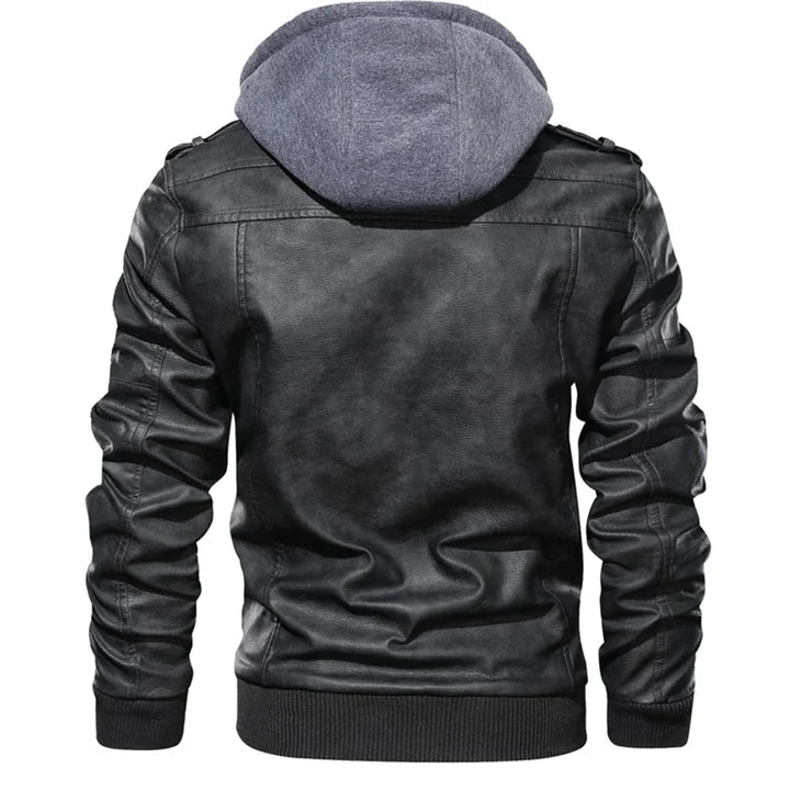 Adam - Men's Hooded Leather Jacket