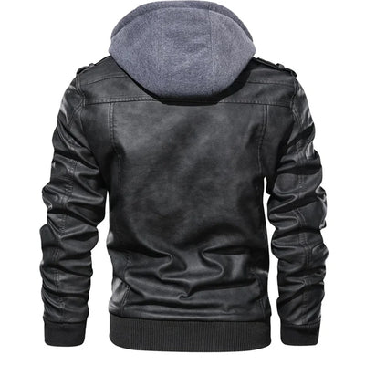 Adam - Men's Hooded Leather Jacket