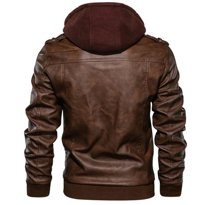 Adam - Men's Hooded Leather Jacket