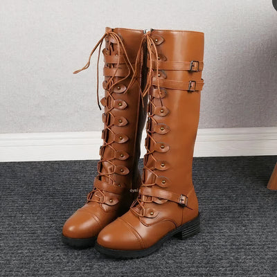 Capri - Retro lace-up boots with buckle