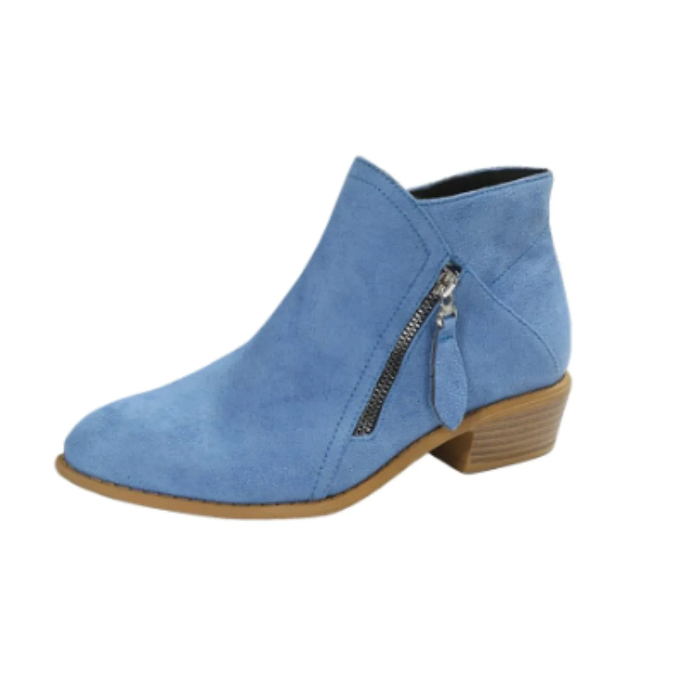 Halle - Women's Suede Ankle Boots with Zipper