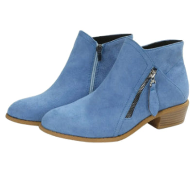 Halle - Women's Suede Ankle Boots with Zipper