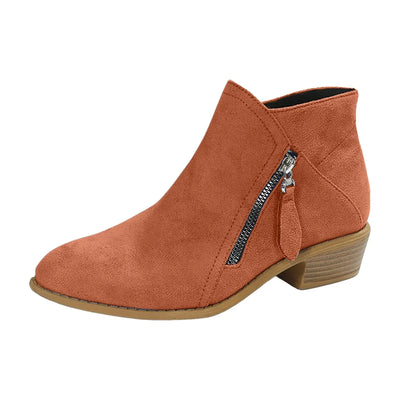 Halle - Women's Suede Ankle Boots with Zipper