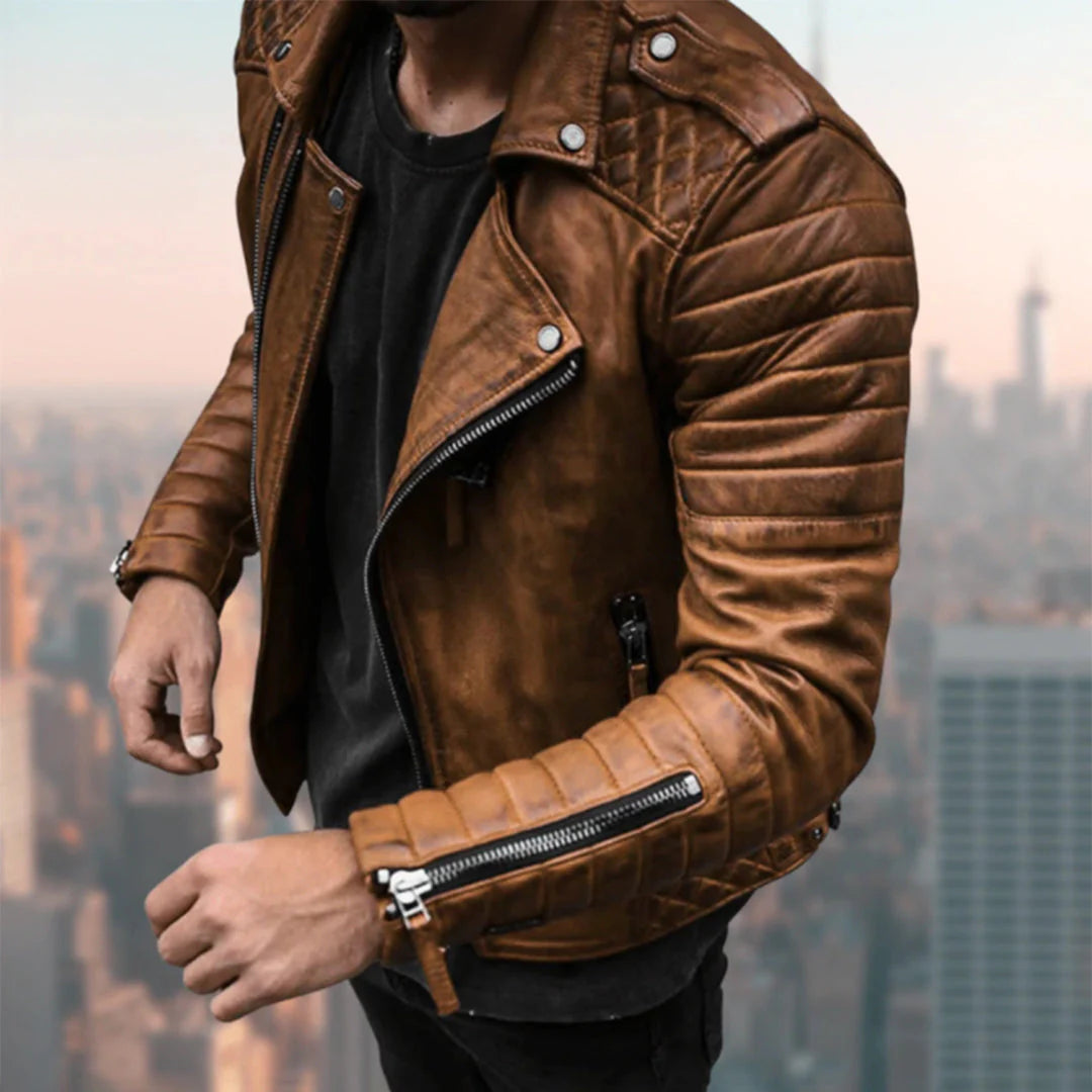 Jaxon - Leather biker jacket for men