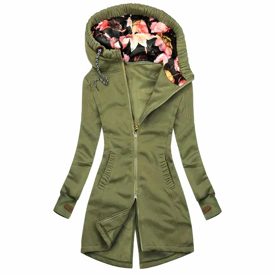 Juliet - Trendy long winter coat with hood for women