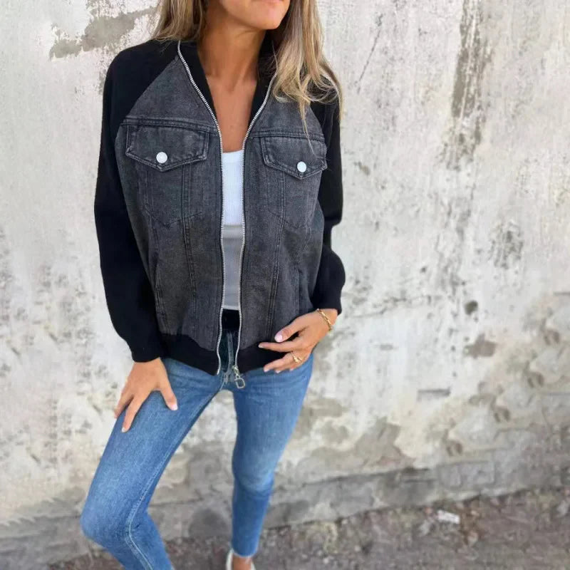 Leona - Denim Bomber Jacket Women