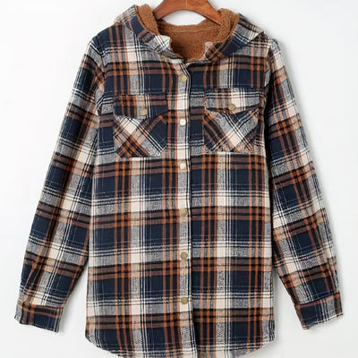 Melody - Womens Fur Plaid Hooded Coat