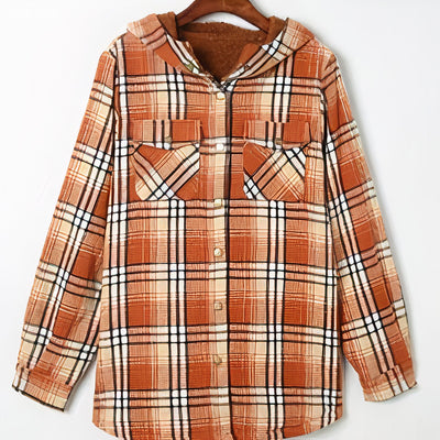 Melody - Womens Fur Plaid Hooded Coat