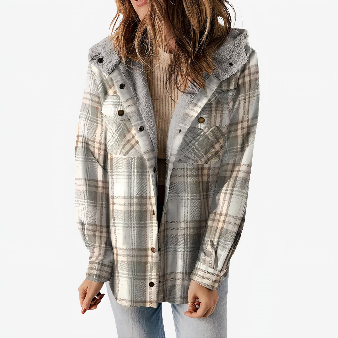 Nancy - Plaid Teddy Flannel Jacket