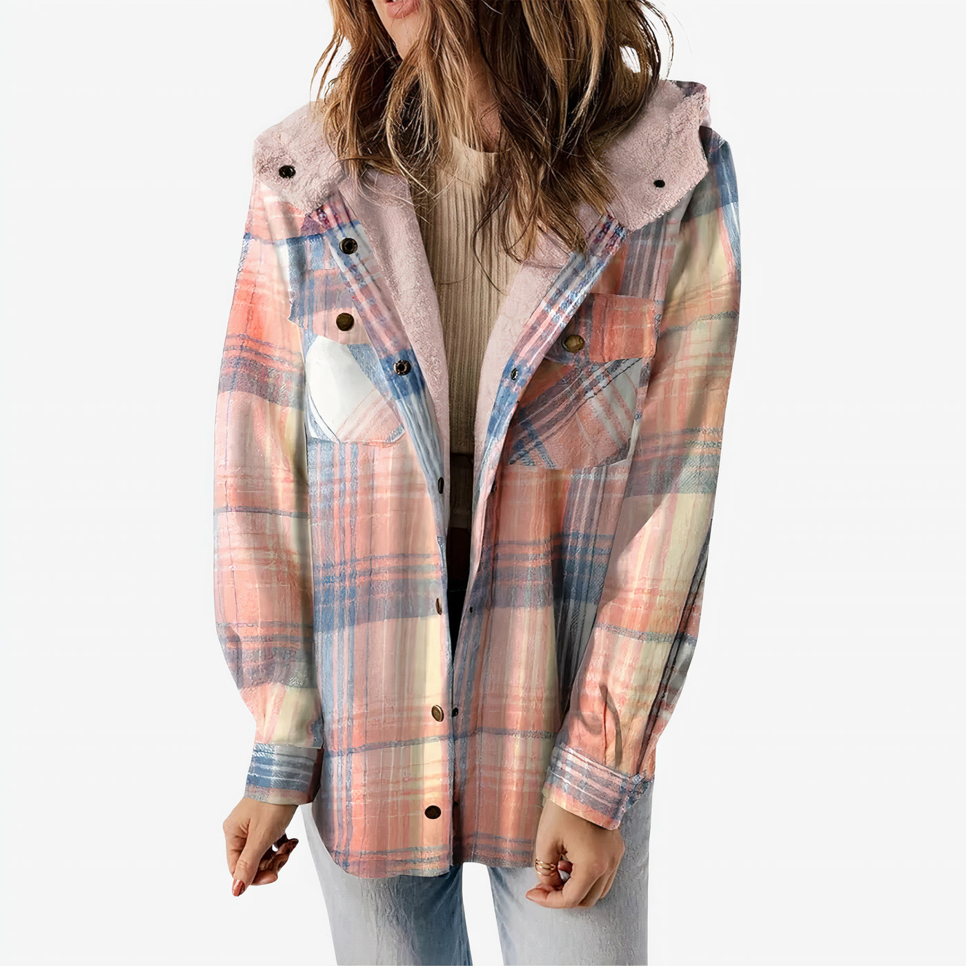 Nancy - Plaid Teddy Flannel Jacket