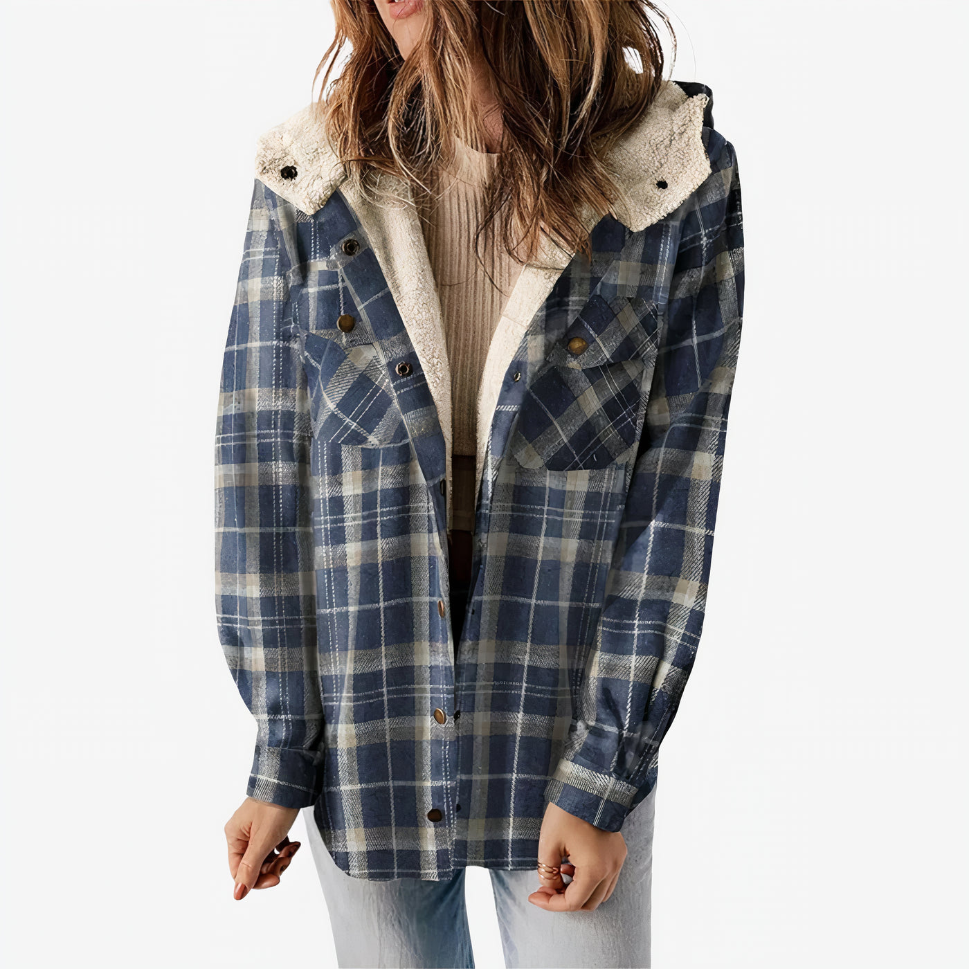 Nancy - Plaid Teddy Flannel Jacket