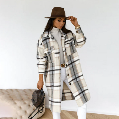 Raven - Plaid Long Coat for Women