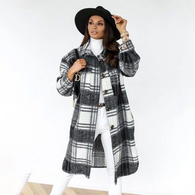 Raven - Plaid Long Coat for Women