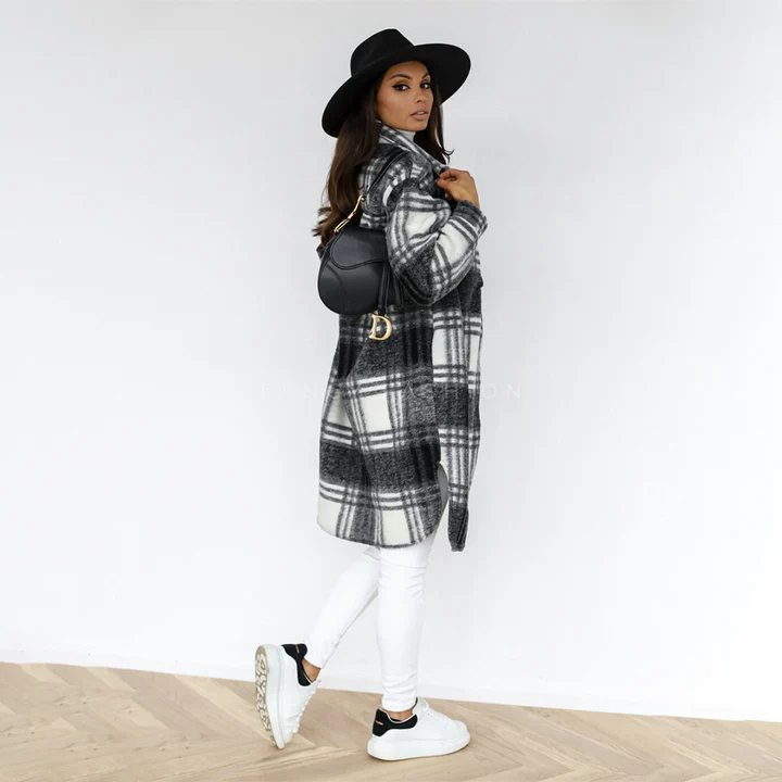 Raven - Plaid Long Coat for Women