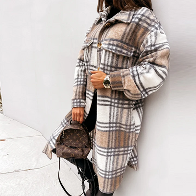 Raven - Plaid Long Coat for Women