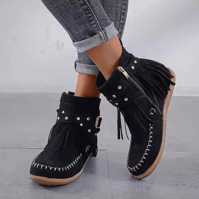 Reign - Vintage Warm Boots with Fringes