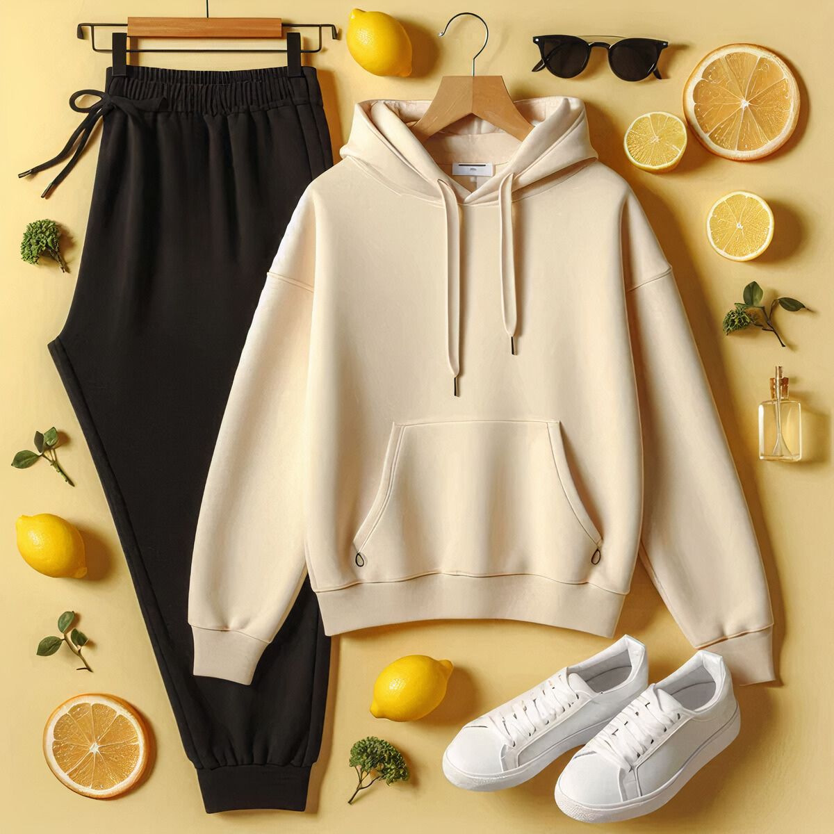 Sage - Plain Hoodie and Jogger Pants Set