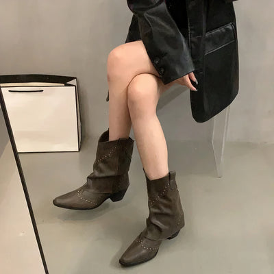 Sevyn - Trendy Ankle High Western Boots