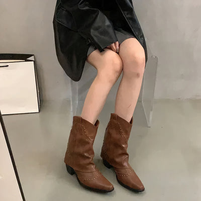 Sevyn - Trendy Ankle High Western Boots