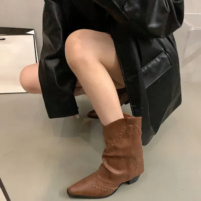 Sevyn - Trendy Ankle High Western Boots