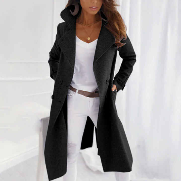 Taylor - Long buttoned coat for women