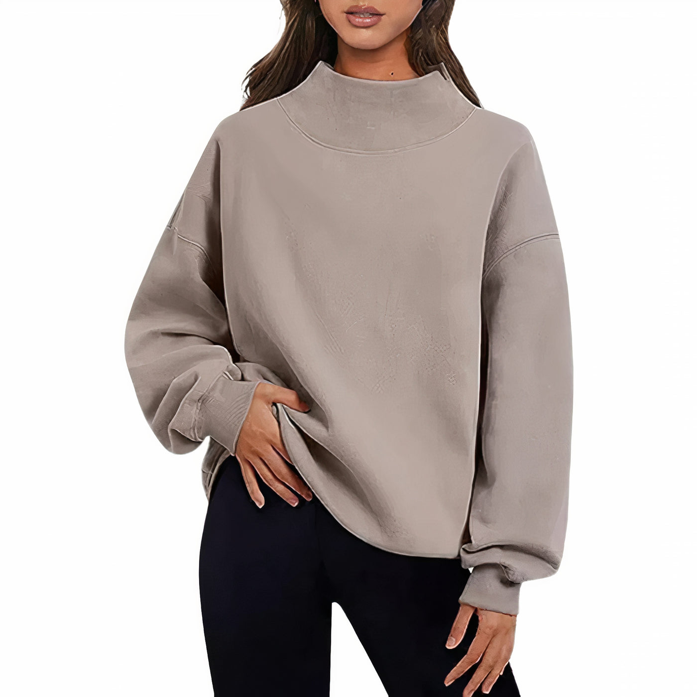 Yara - Basic Loose Fit Women's Long Sleeve Sweater