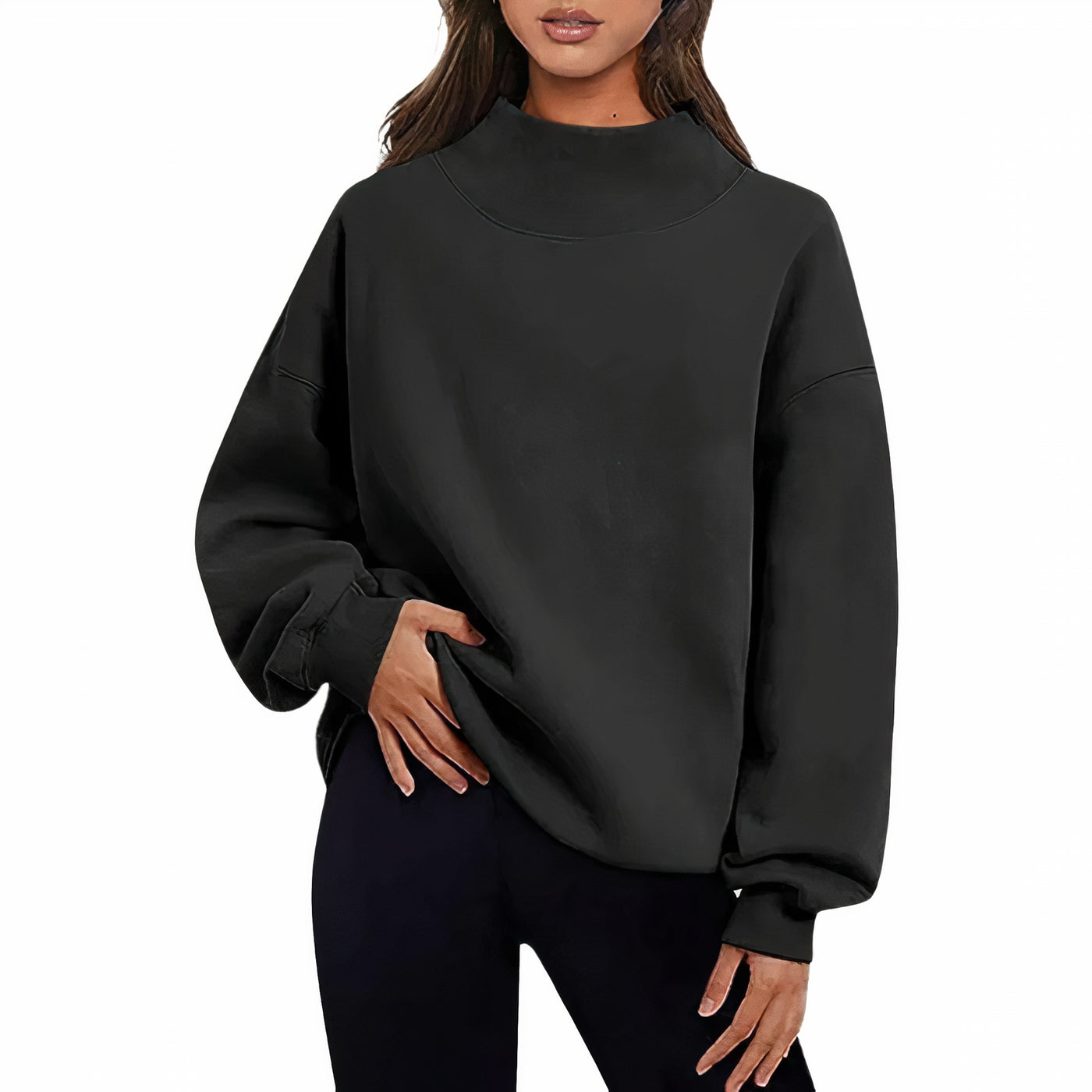 Yara - Basic Loose Fit Women's Long Sleeve Sweater