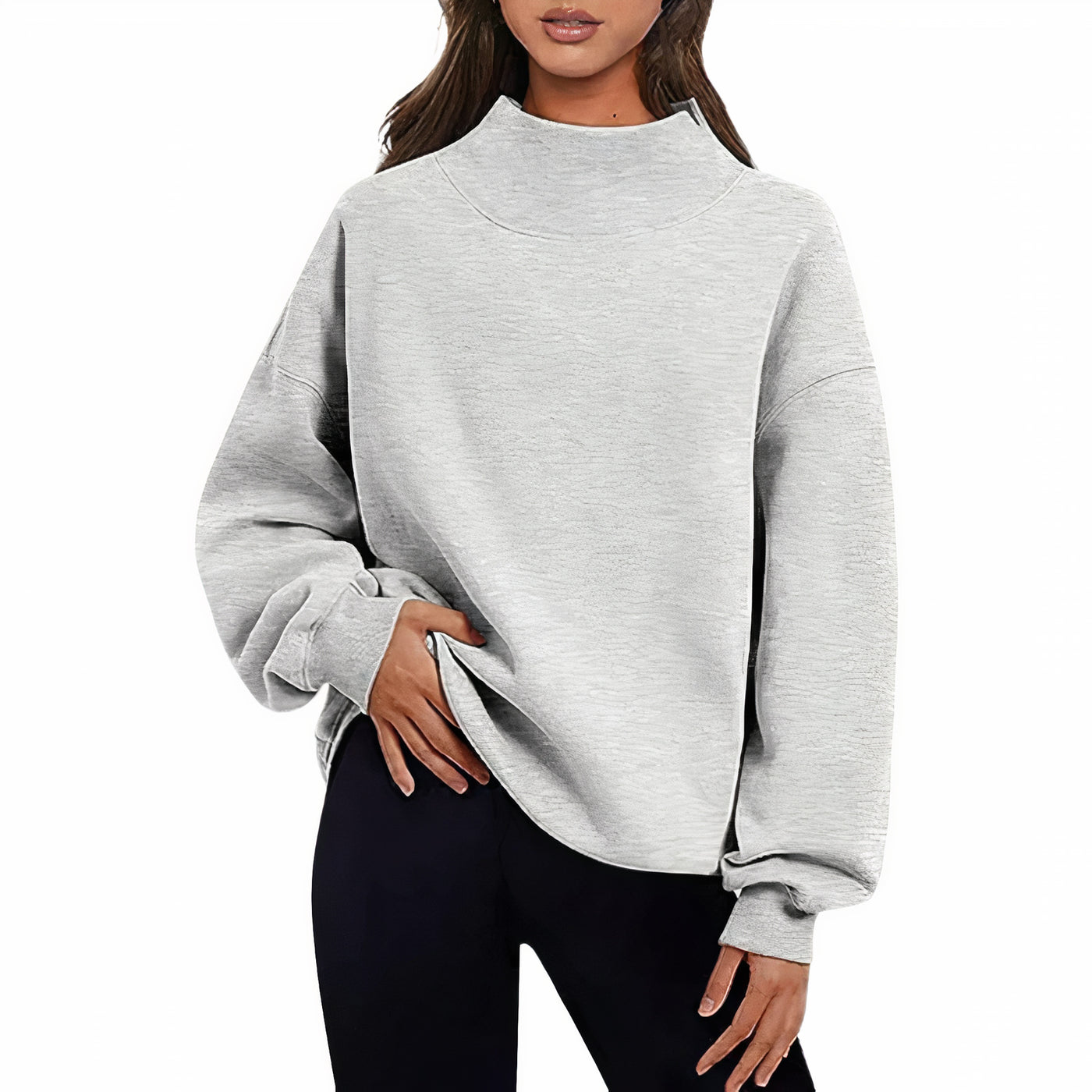 Yara - Basic Loose Fit Women's Long Sleeve Sweater